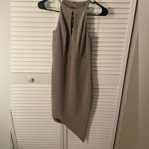 Keyhole asymmetrical glitter dress